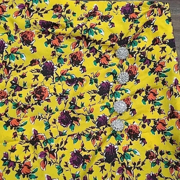 Zara Draped Floral Print Jeweled Mini Skirt - Picture 6 of 17
